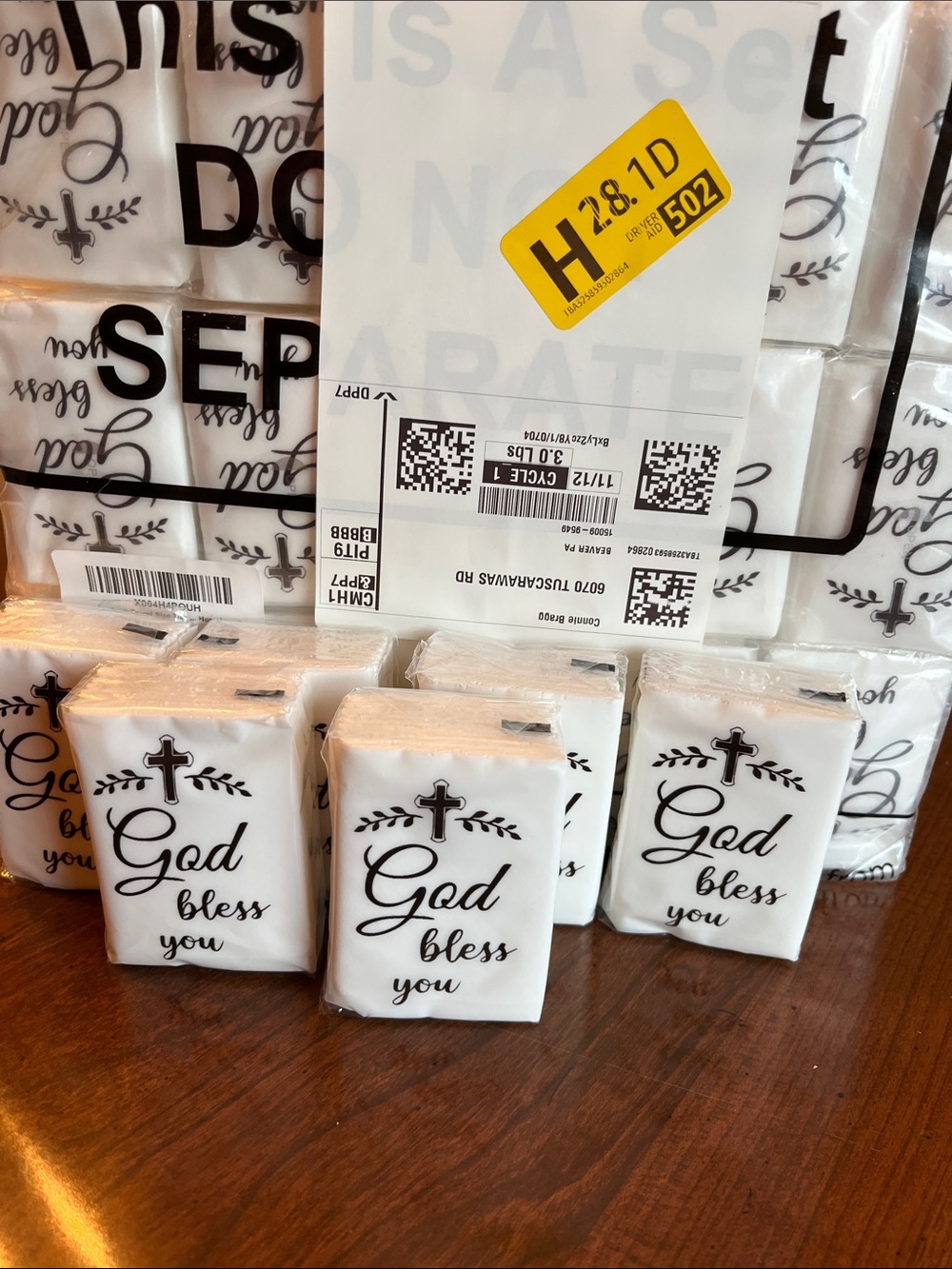 God Bless You White Decorative tissues Pack for Home use or small gifts .